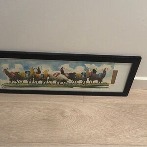 Framed Llama Parade Watercolor Print in Multicolor